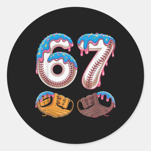 Bysebyll 67 - Ijsdruppel 67 Meme Grappige Speler Ronde Sticker (Voorkant)