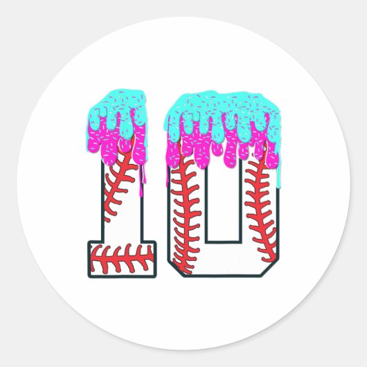 Bysebyll Drip 10 jaar oude 10e verjaardag jongen J Ronde Sticker (Voorkant)