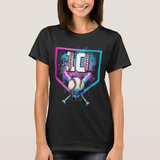 Bysebyll Drip 10e verjaardag Home Plate Jongen Jeu T-shirt (Voorkant)