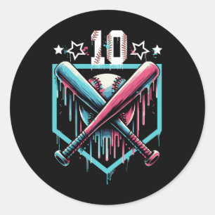 Bysebyll Drip 10e verjaardag Jongens Nummer 10 Jeu Ronde Sticker