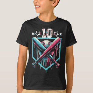 Bysebyll Drip 10e verjaardag Jongens Nummer 10 Jeu T-shirt