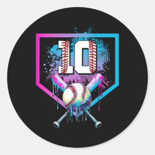 Bysebyll Drip 10e verjaardag thuisplaat jongen jeu Ronde Sticker
