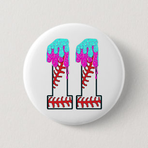 Bysebyll Drip 11 jaar oude 11e verjaardag jongen J Ronde Button 5,7 Cm