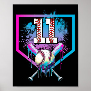 Bysebyll Drip 11e verjaardag Home Plate Jongen Jeu Poster