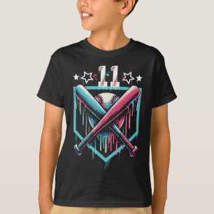 Bysebyll Drip 11e verjaardag Jongens Nummer 11 Jeu T-shirt