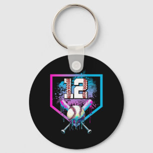 Bysebyll Drip 12e verjaardag Home Plate Jongen Jeu Sleutelhanger