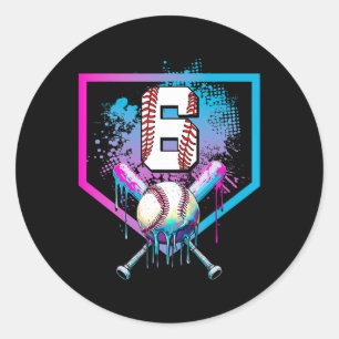 Bysebyll Drip 6e verjaardag Home Plate Jongens Jeu Ronde Sticker