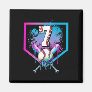Bysebyll Drip 7e Verjaardag Home Plate Jongens Jeu Magneet