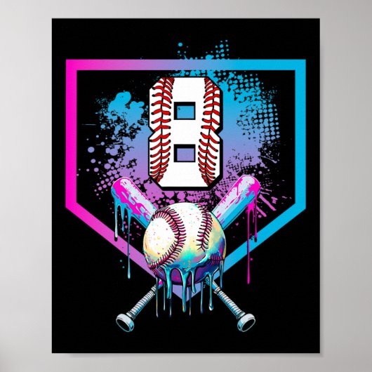 Bysebyll Drip 8e verjaardag Home Plate Jongens Jeu Poster (Voorkant)