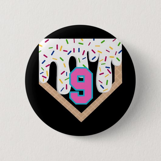 Bysebyll Drip 9e verjaardag Home Plate Jongens Jeu Ronde Button 5,7 Cm (Voorkant)