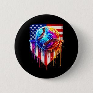 Bysebyll Ijs American Flag Drip Ronde Button 5,7 Cm