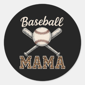 Bysebyll Mama Game Day Leopard Mom Moederdag Ronde Sticker