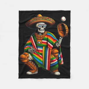 Bysebyll Skelet Mexicaanse Sombrero Cinco de Mayo Fleece Deken