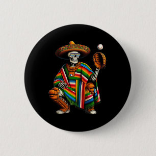 Bysebyll Skelet Mexicaanse Sombrero Cinco de Mayo  Ronde Button 5,7 Cm