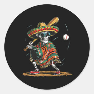 Bysebyll Skelet Mexicaanse Sombrero Cinco De Mayo  Ronde Sticker