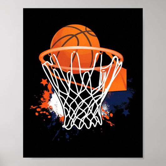 Bysketbyll Hoops Speler Bysketbyll Coach Poster (Voorkant)