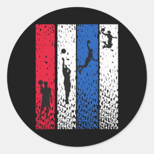 Bysketbyll Retro USA Vlag Rood Wit Blauw P Ronde Sticker