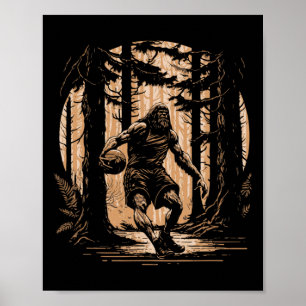 Bysketbyll Sasquatch Vintage Bigfoot Dunking Bbyll Poster