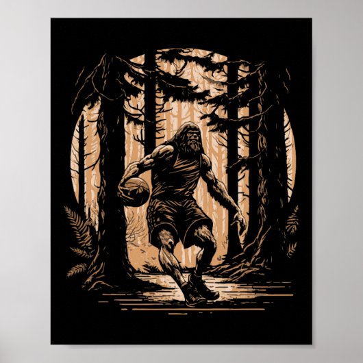 Bysketbyll Sasquatch Vintage Bigfoot Dunking Bbyll Poster (Voorkant)