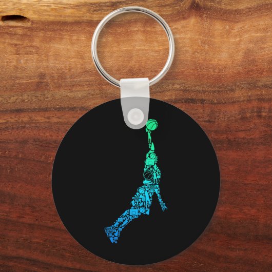 Bysketbyll Speler Coach Dunking Kinder Jongens Man Sleutelhanger (Voorkant)