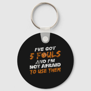 Bysketbyll Speler Coach Team Fun Hoops 5 Fouls Dis Sleutelhanger
