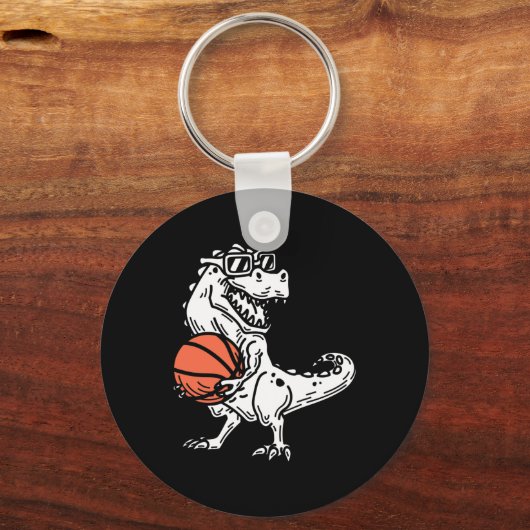 Bysketbyll-speler dribbelt coach dinosaurus sleutelhanger (Voorkant)