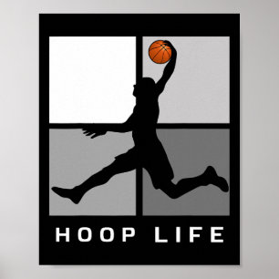 Bysketbyll Speler Jumping Design Hoop Life Poster