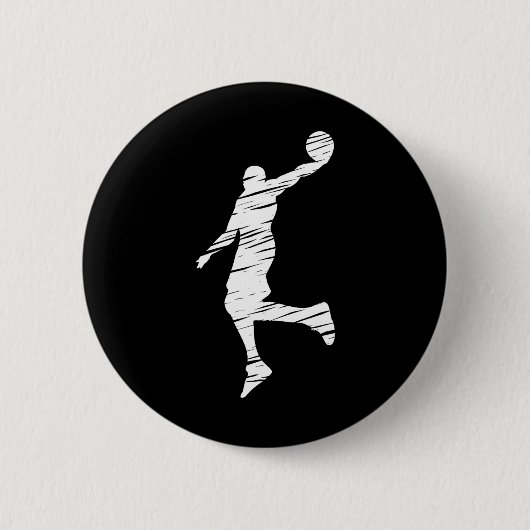 Bysketbyll speler retro lijnen ronde button 5,7 cm (Voorkant)