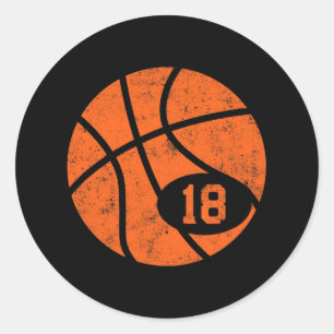 Bysketbyll Sport 18 Jersey Nummer Distress Ronde Sticker