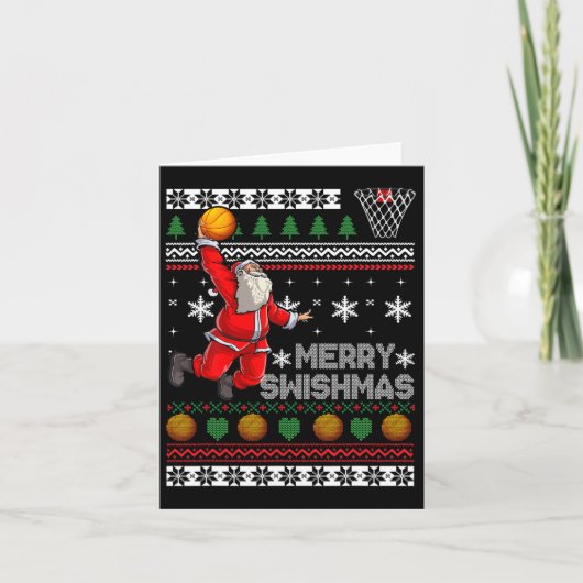Bysketbyll Ugly Christmas Fun Dunking Santa Kaart (Voorkant)