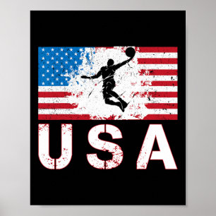 Bysketbyll USA Amerikaanse vlag US Bysketbyll Mann Poster