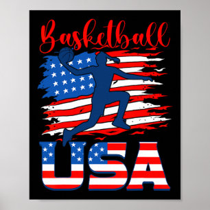 Bysketbyll USA Speler Amerikaanse vlag onafhankeli Poster