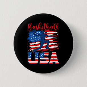 Bysketbyll USA Speler Amerikaanse vlag onafhankeli Ronde Button 5,7 Cm