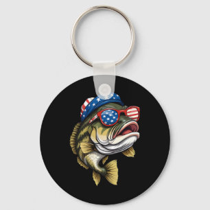 Byss Fish 4 juli Amerikaanse VS-vlag Patriottische Sleutelhanger