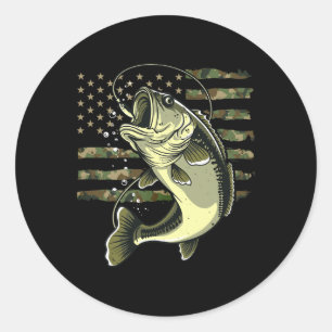 Byss Vis Vissen Usa Amerikaanse Vlag Camouflage Vi Ronde Sticker