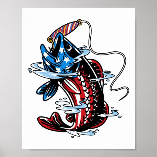 Byss Vist Amerikaanse Vlag Vis Grappige Vaderdag Poster (Voorkant)