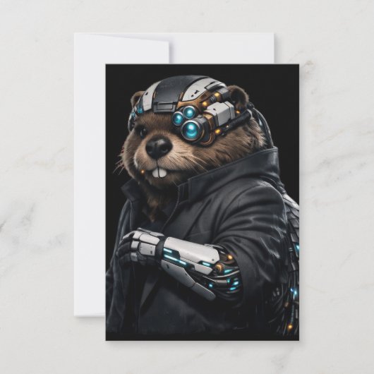 Byte Beaver trouwkaart RSVP Kaartje (Voorkant)