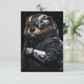 Byte Beaver trouwkaart RSVP Kaartje (Staand voorkant)