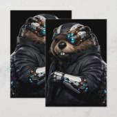 Byte Beaver trouwkaart RSVP Kaartje (Voorkant / Achterkant)