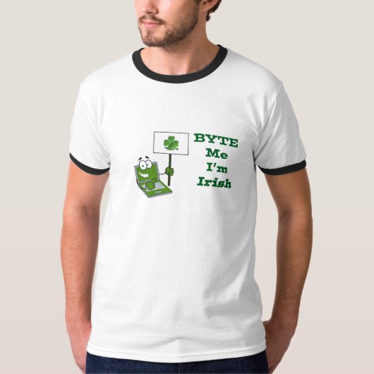"Byte me I'm Irish" - Mannen Ringer T-shirt (Voorkant)