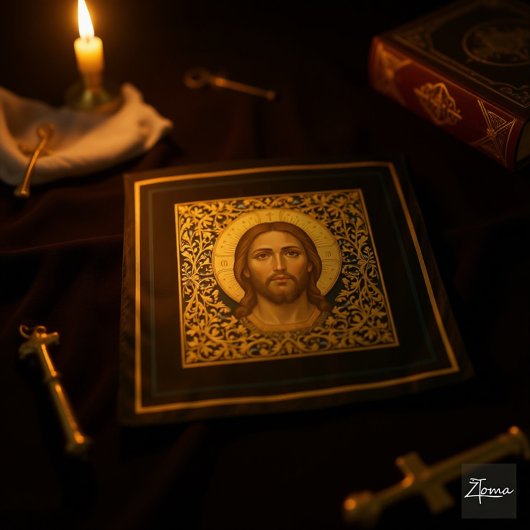 Byzantijns Christus-icoon - Jezus Wandkleed