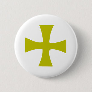 Byzantijns Kruis van Goud Ronde Button 5,7 Cm