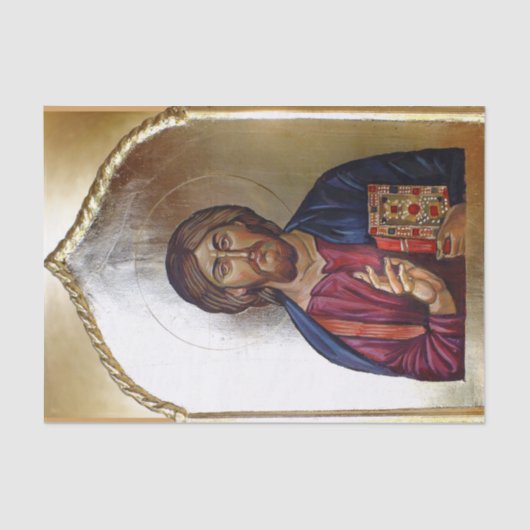 Byzantijns stijlpictogram van Christus-pantocrator Tissuepapier (Voorkant)