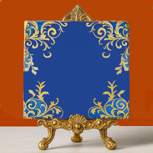 Byzantijnse Arabesk Blauw Goud Filigraan Tegeltje
