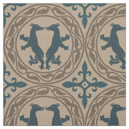 Byzantijnse beesten blauw en bruin stof