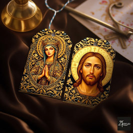 Byzantijnse Christus-icoon - Jezus Cadeaulabel