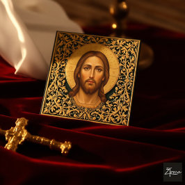 Byzantijnse Christus-icoon - Jezus Informatiekaartje