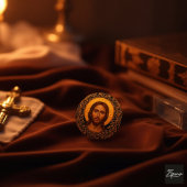 Byzantijnse Christus-icoon - Jezus Ronde Button 3,2 Cm