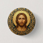 Byzantijnse Christus-icoon - Jezus Ronde Button 3,2 Cm (Voorkant)
