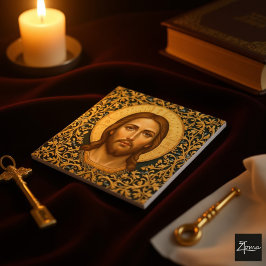 Byzantijnse Christus-icoon - Jezus Tegeltje